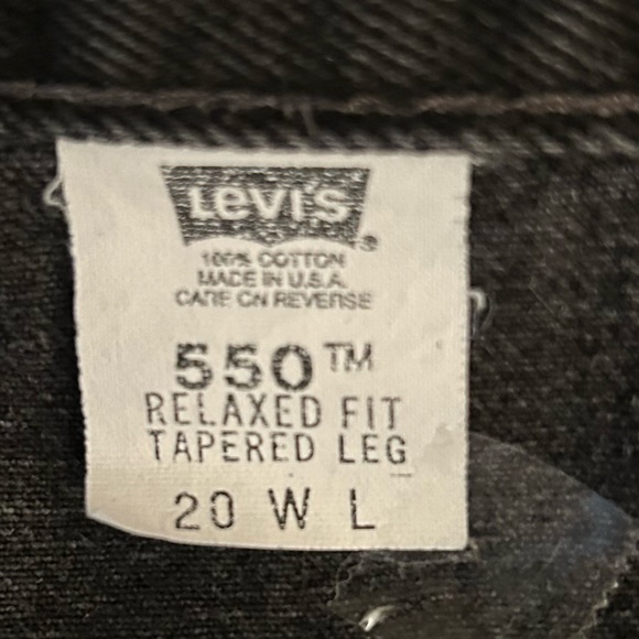 Levi’s 550 Vintage 90’s High Waisted Relaxed Fit Tapered Leg Black Jeans Size 20 - Picture 3 of 7